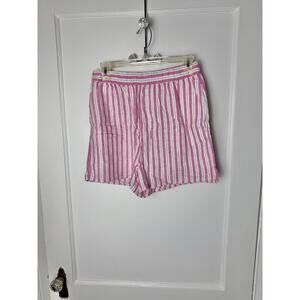 Universal Thread Shorts Women's XS Pink Striped Boxer Pull On Casual Linen Baggy